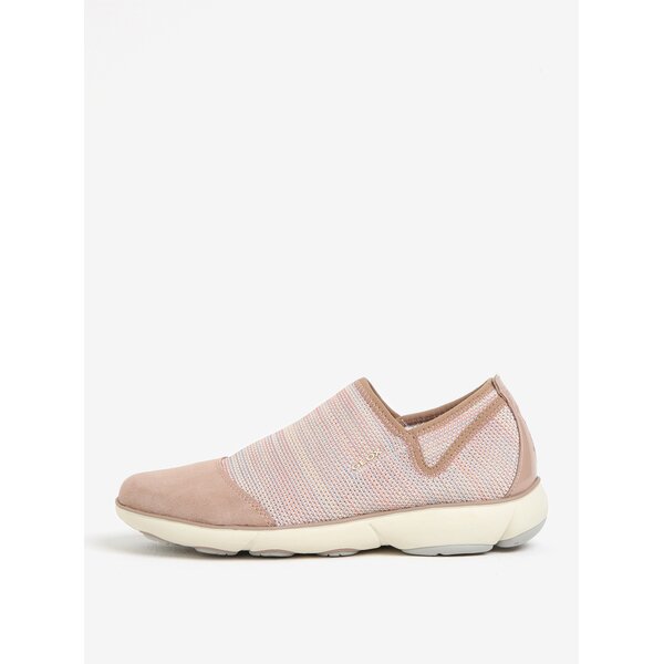 Pantofi slip-on roz prafuit cu piele intoarsa pentru femei Geox Nebula