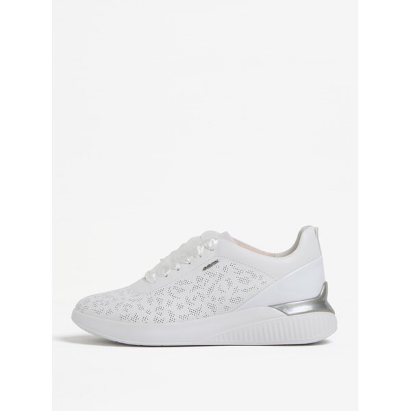 Pantofi sport albi din piele cu perforatii pentru femei Geox Theragon