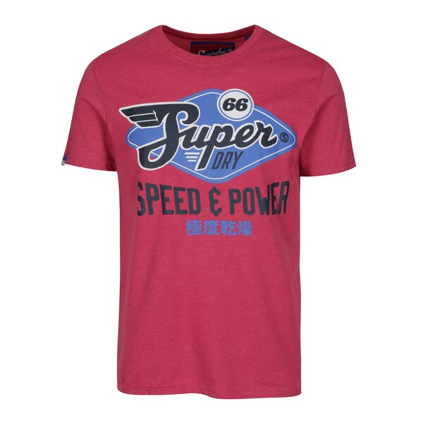 Tricou roz cu print text Superdry Classic