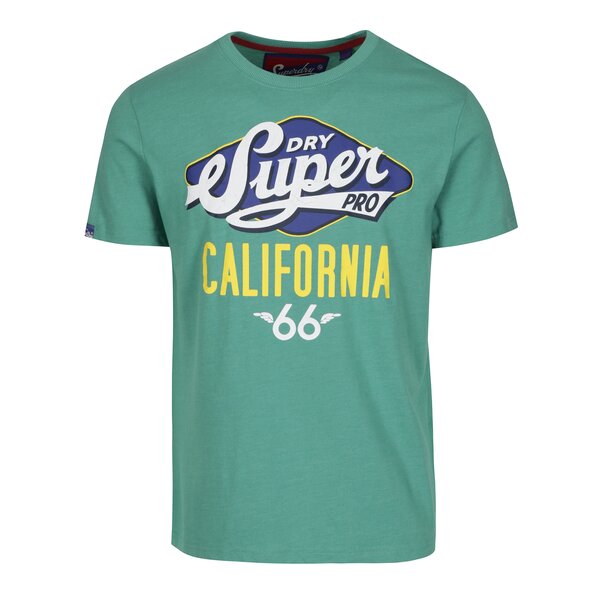 Tricou verde cu print text Superdry Classic