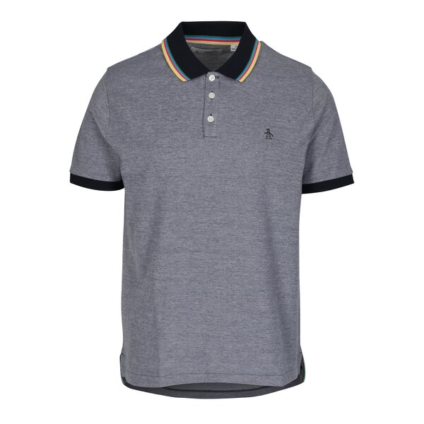 Tricou polo gri melanj & bleumarin - Original Penguin Tipped Birdseye