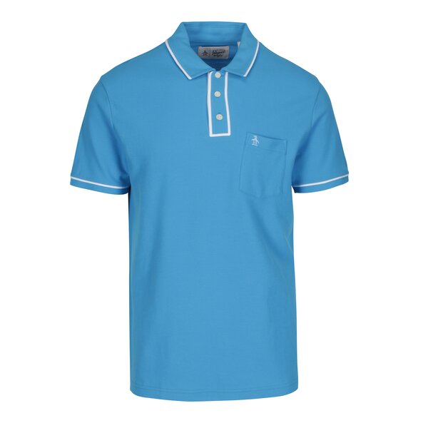 Tricou polo albastru cu buzunar la piept - Original Penguin Earl