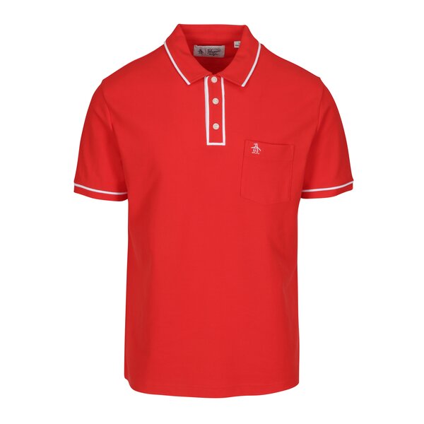 Tricou polo rosu cu buzunar la piept - Original Penguin Earl