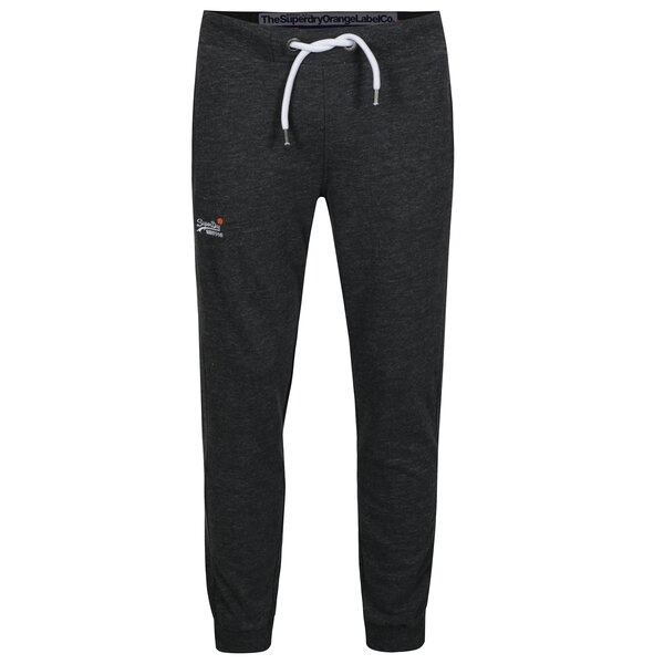 Pantaloni sport slim fit gri inchis cu logo brodat Superdry