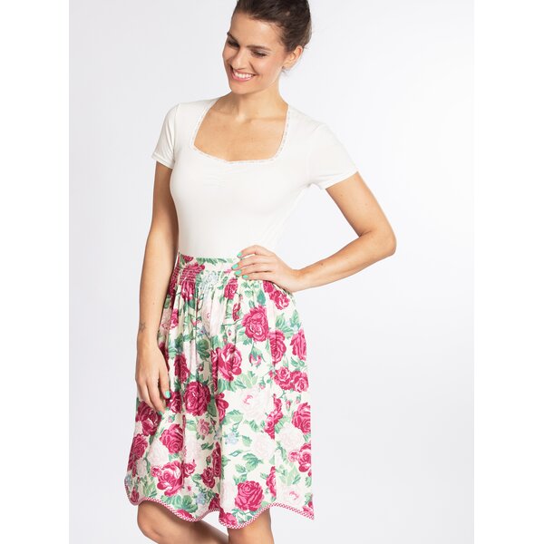 Fusta crem cu print floral si buzunare Blutsgeschwister
