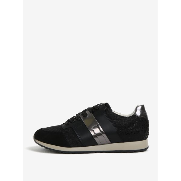Pantofi sport negri cu animal print pentru femei Geox Deynna