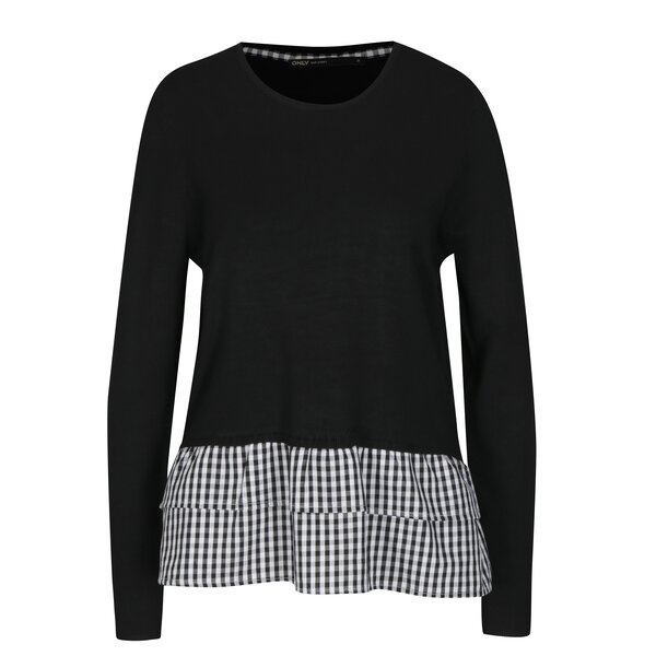 Pulover negru peplum ONLY Gingham