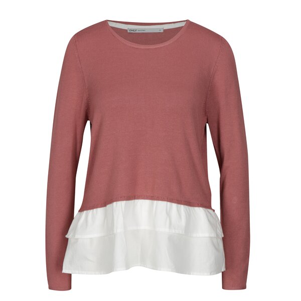 Pulover peplum roz inchis ONLY Gingham