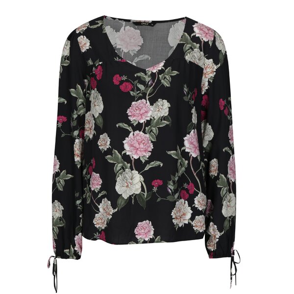 Bluza neagra cu print floral - ONLY Paris
