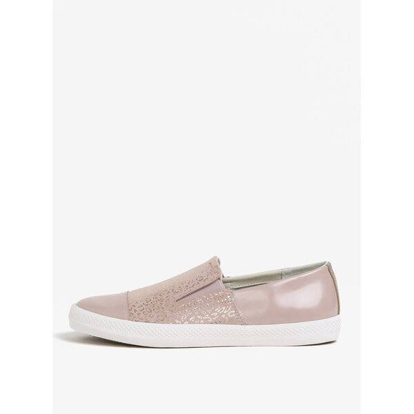 Pantofi slip-on roz prafuit cu animal print pentru femei Geox Giyo