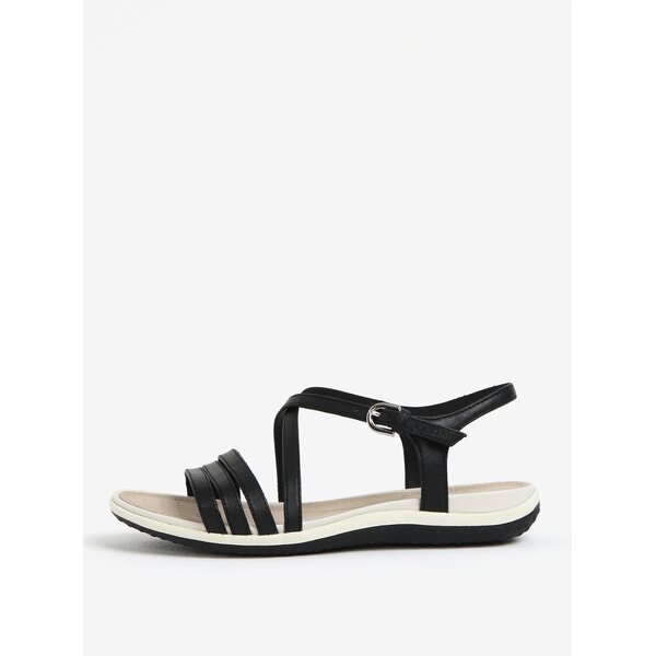 Sandale negre din piele pentru femei Geox Sand.Vega