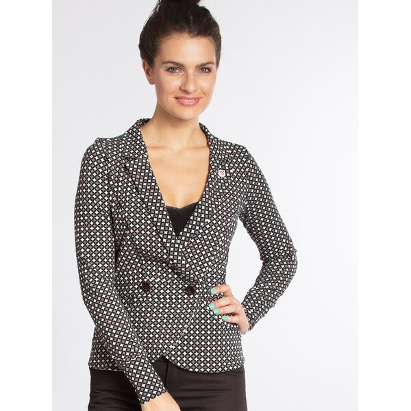 Sacou crem&negru cu print geometric Blutsgeschwister