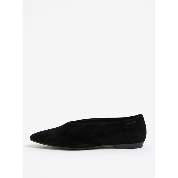 Balerini retro negri din piele intoarsa Vagabond Katlin