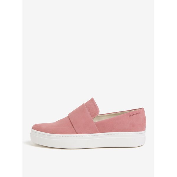 Pantofi slip-on roz din piele intoarsa cu bareta pentru femei Vagabond Camille