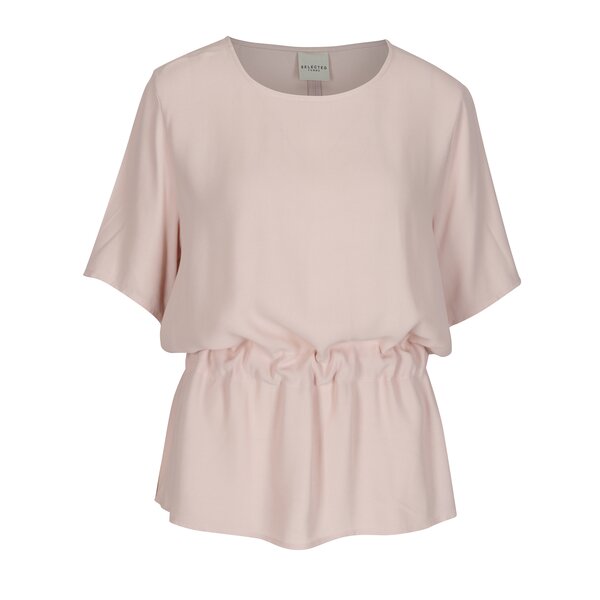 Bluza roz cu snur in talie Selected Femme Tanna