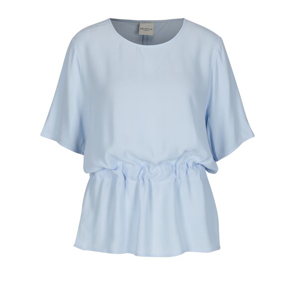 Bluza lejera bleu cu snur in talie Selected Femme Tanna