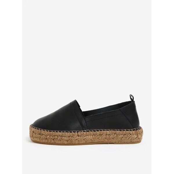 Espadrile negre din piele cu platforma pentru femei - Royal RepubliQ