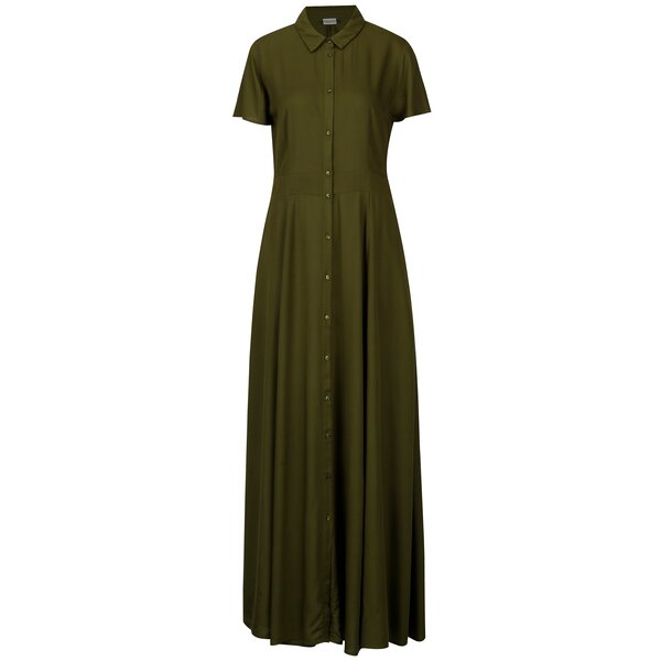 Rochie camasa maxi verde cu buzunare - VILA Dona