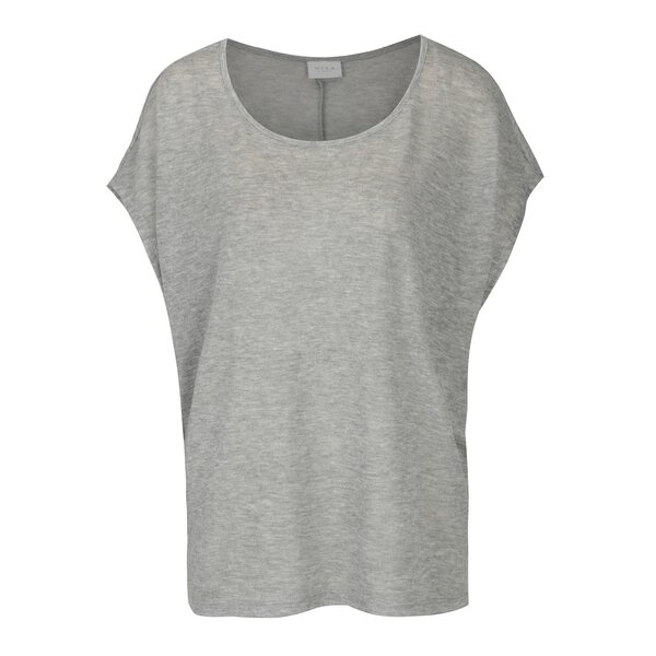 Tricou lejer gri melanj cu decolteu rotund - VILA Sumi