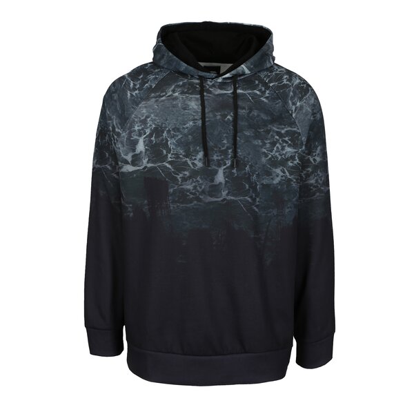 Hanorac negru cu aspect abstract si gluga pentru barbati - Burton Menswear London