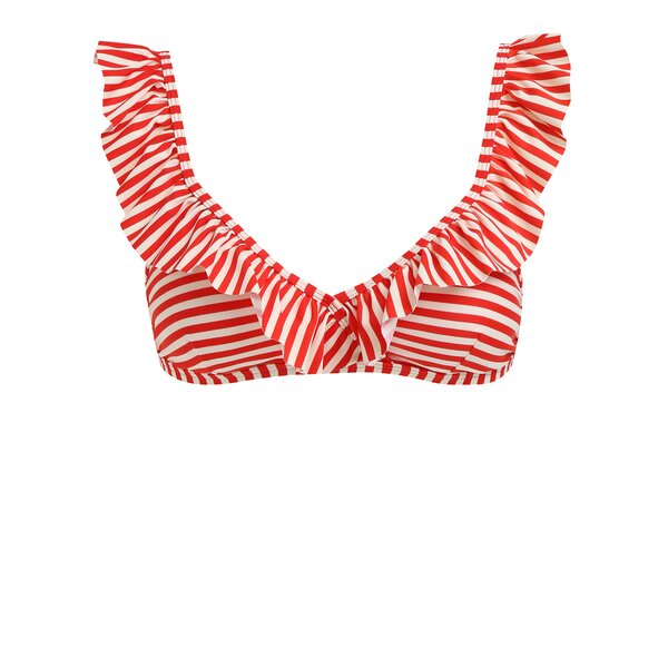 Sutien rosu&crem de baie cu print si volane - Y.A.S Samui