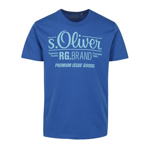 Tricou albastru regular fit cu print logo pentru barbati - s.Oliver