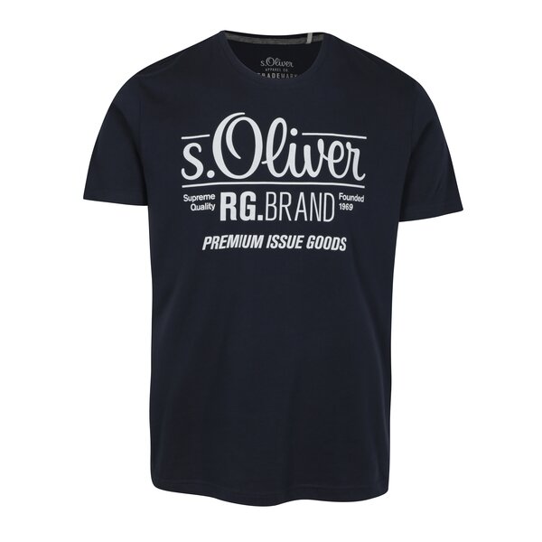 Tricou bleumarin regular fit cu print logo pentru barbati - s.Oliver