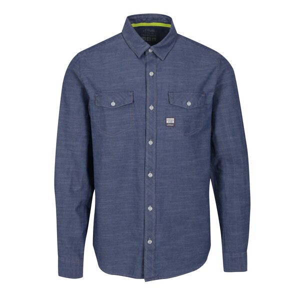 Camasa albastra slim fit cu model pentru barbati - s.Oliver