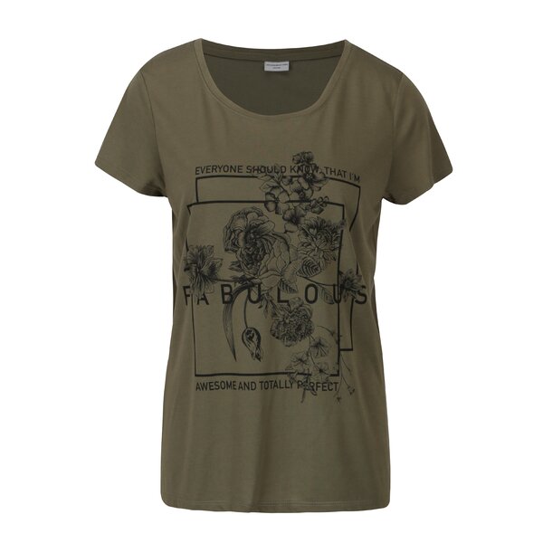 Tricou kaki cu print Jacqueline de Yong New Sky