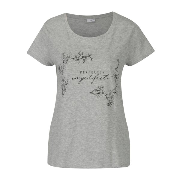 Tricou gri melanj cu print Jacqueline de Yong New Sky
