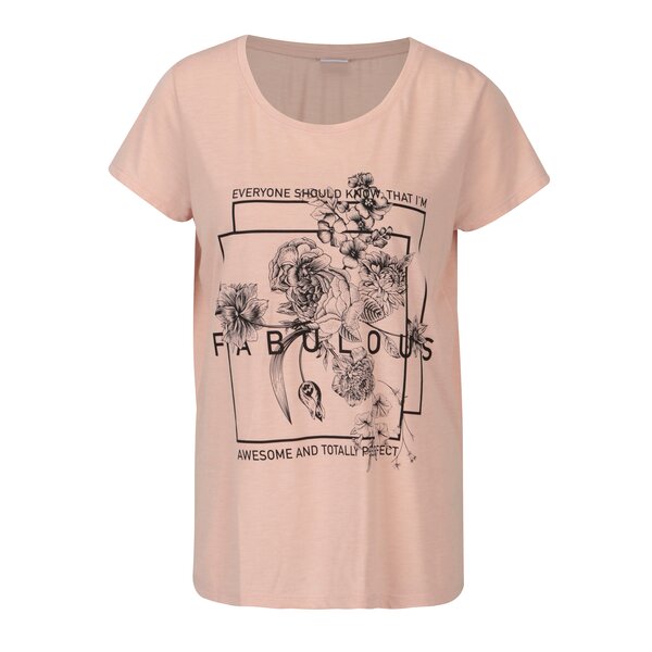 Tricou roz somon cu print Jacqueline de Yong New Sky