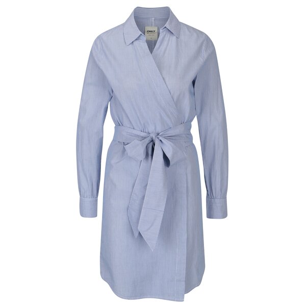 Rochie-camasa albastra in dungi cu cordon ONLY Rosel