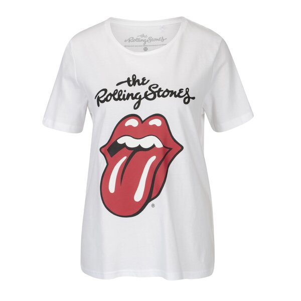 Tricou alb cu print ONLY Rolling Stones