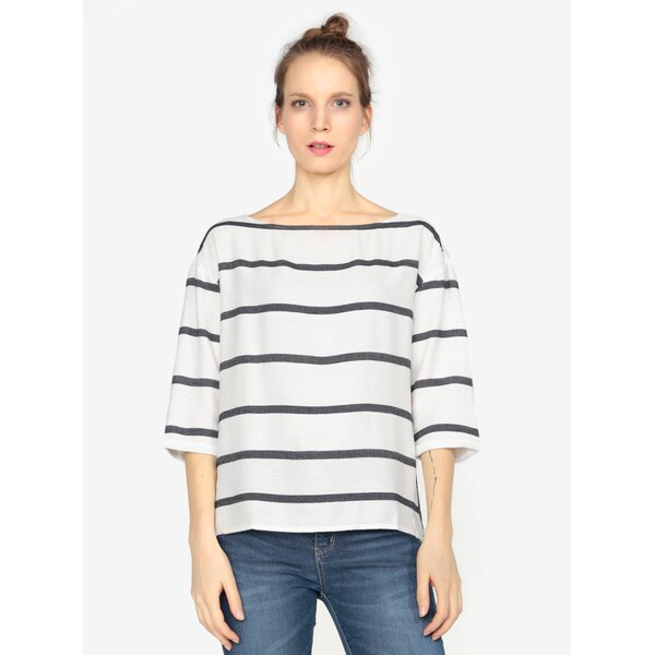 Bluza oversized cu dungi alb & albastru si maneci 3/4 - s.Oliver
