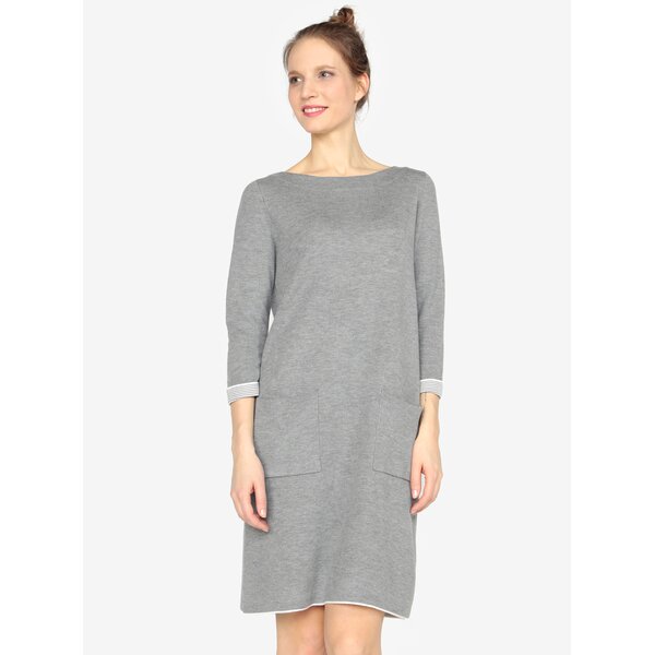 Rochie pulover gri cu buzunare si maneci 3/4 - s.Oliver