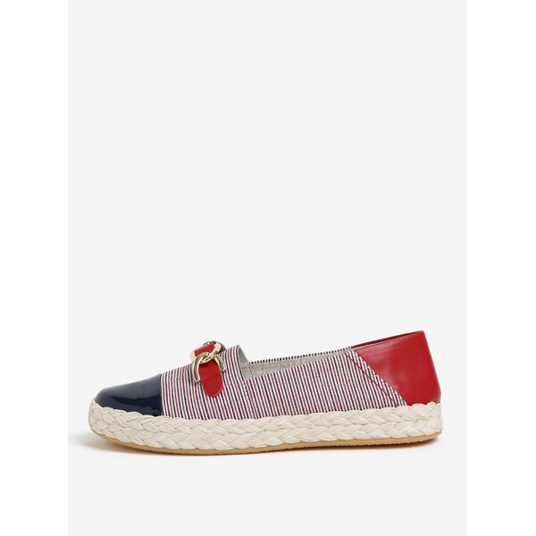 Espadrile cu dungi albastru & rosu si catarama decorativa - Geox Lamulay