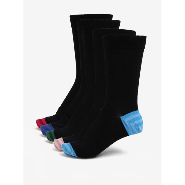 Set de cinci perechi de sosete negre cu detalii multicolore - Burton Menswear London