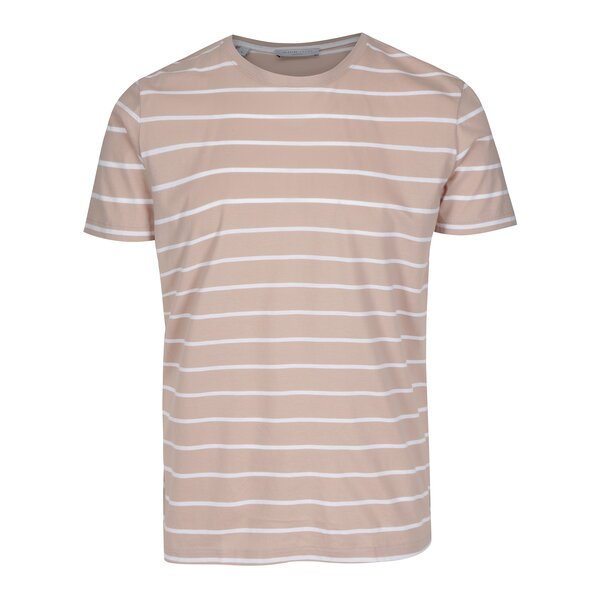 Tricou roz-prafuit in dungi Selected Homme Max
