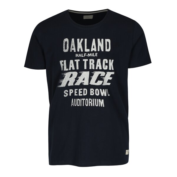 Tricou bleumarin cu print text Selected Homme Mike
