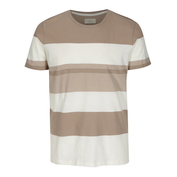 Tricou bej&crem in dungi Selected Homme New Rune