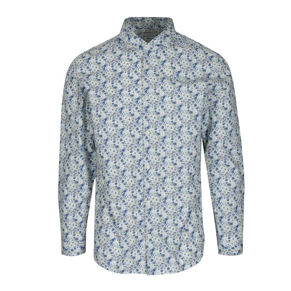 Camasa slim fit alb&albastru cu print floral Selected Homme Do Nesel-Rio