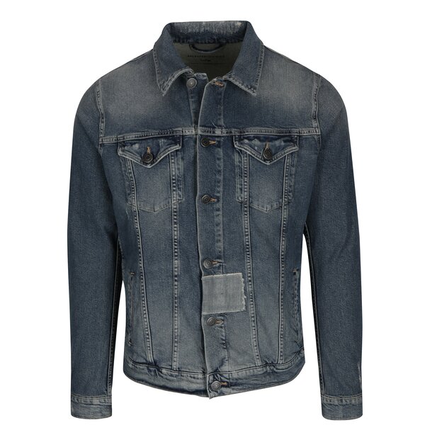 Jacheta albastra din denim cu aspect uzat si prespalat - Selected Homme Jeppe