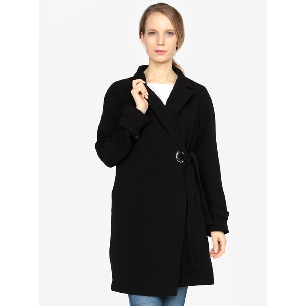 Pardesiu negru cu croi suprapus si buzunare - VERO MODA Bette