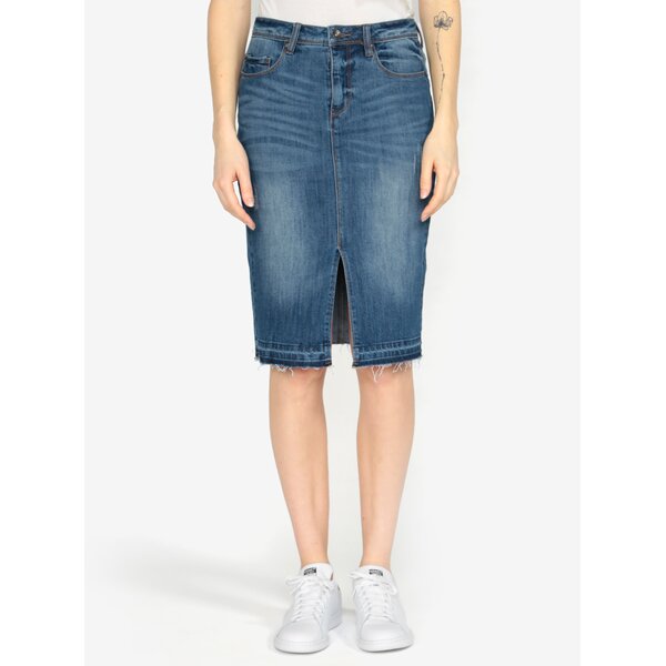 Fusta de denim albastra cu slit frontal - VERO MODA Jasmin