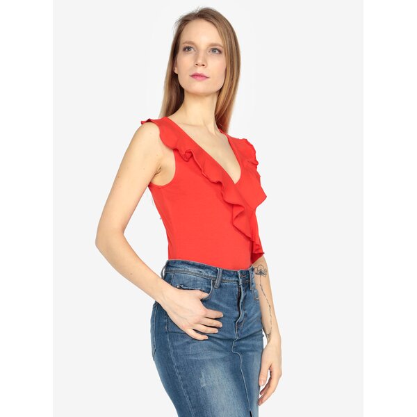 Body rosu cu volane - VERO MODA Lally