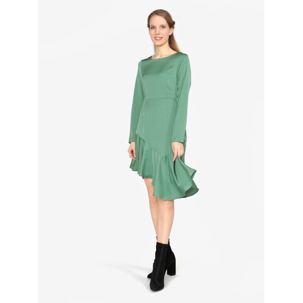 Rochie asimetrica verde cu volan la terminatie - VERO MODA Elsa
