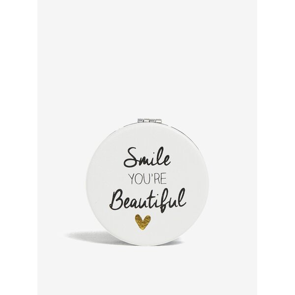 Oglinda compacta alba cu print - CGB Smile