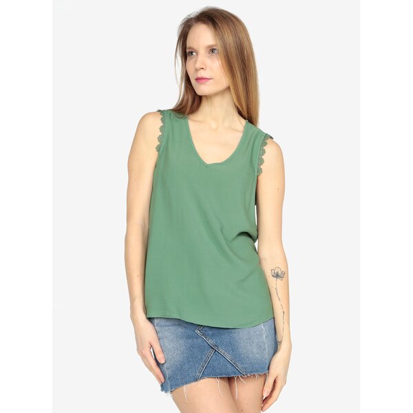 Top verde cu aplicatii brodate - VERO MODA Lacey