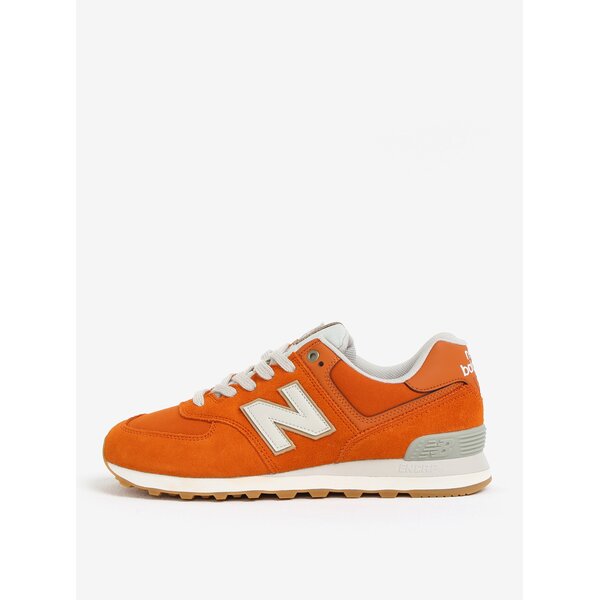 Pantofi sport oranj din piele intoarsa cu insertii din plasa pentru barbati - New Balance ML574