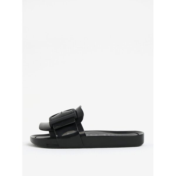 Papuci negri cu catarama decorativa Melissa Beach Slide